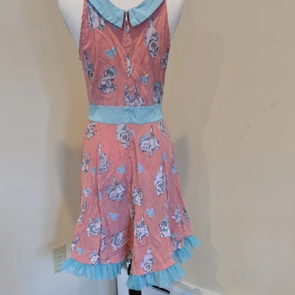 Sourpuss Pink and Blue Sailor Cat Sleeveless Dress with Bow - Picture 5 of 7